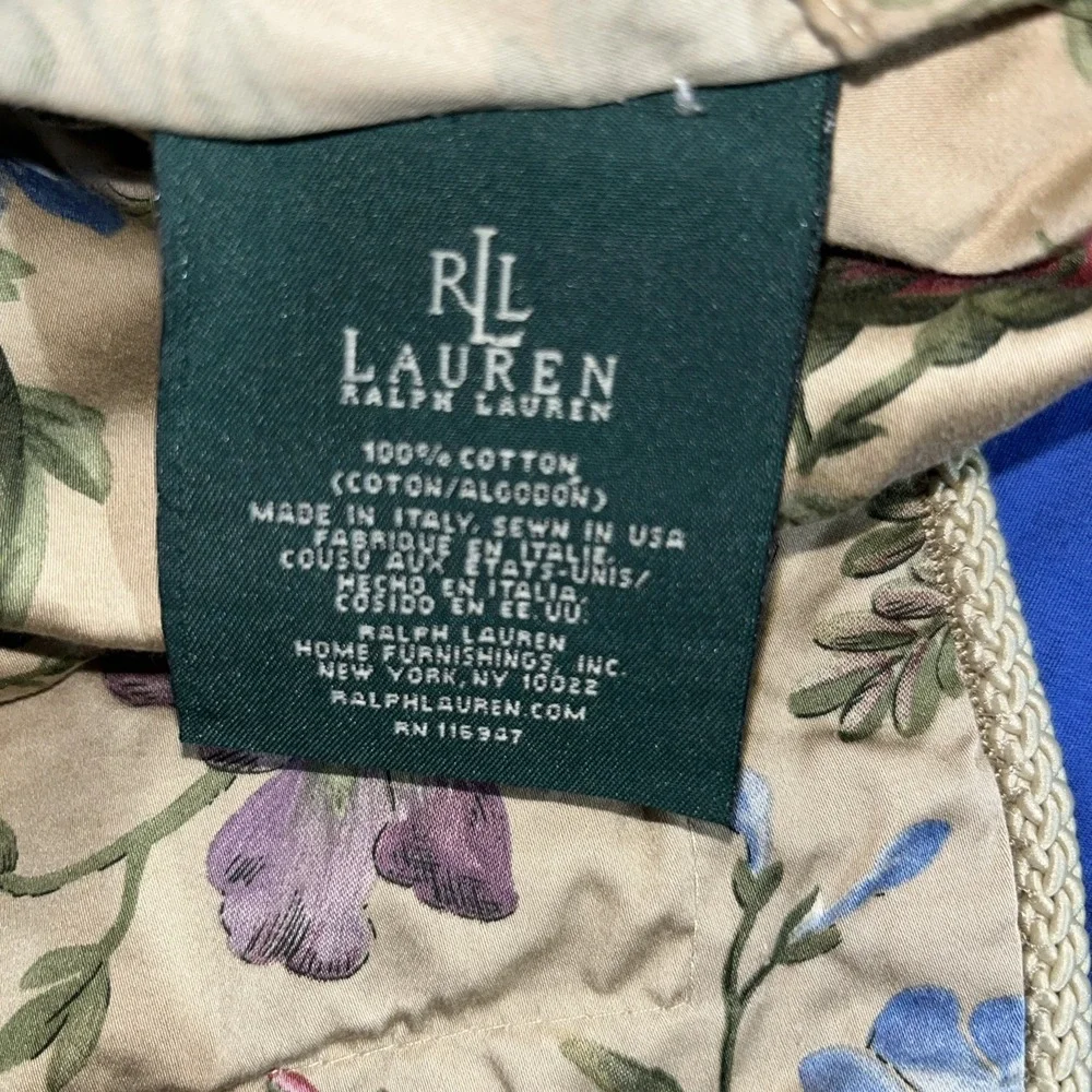 Vintage Ralph Lauren ADRIANA Floral Pillow Shams Cotton European Size Set Of 2